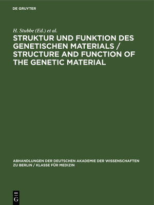 cover image of Struktur und Funktion des Genetischen Materials / Structure and Function of the Genetic Material
